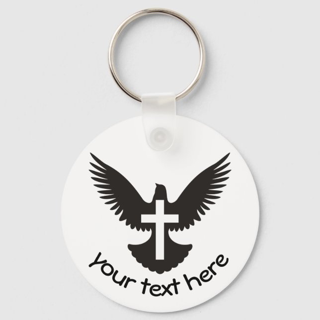 Dove with Cross Keychain (Front)