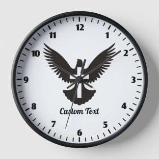 Dove with Cross Large Clock