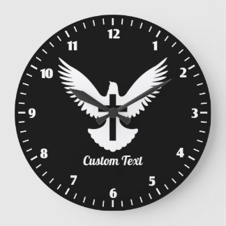 Dove with Cross Large Clock
