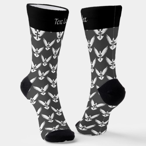Dove with Cross Pattern Socks