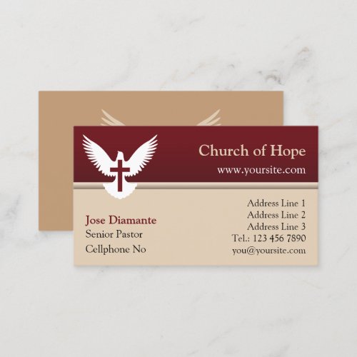 Dove with Cross Red and Beige Church Card