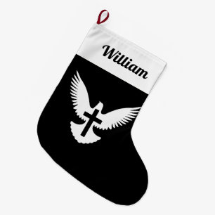 Dove with Cross Small Christmas Stocking