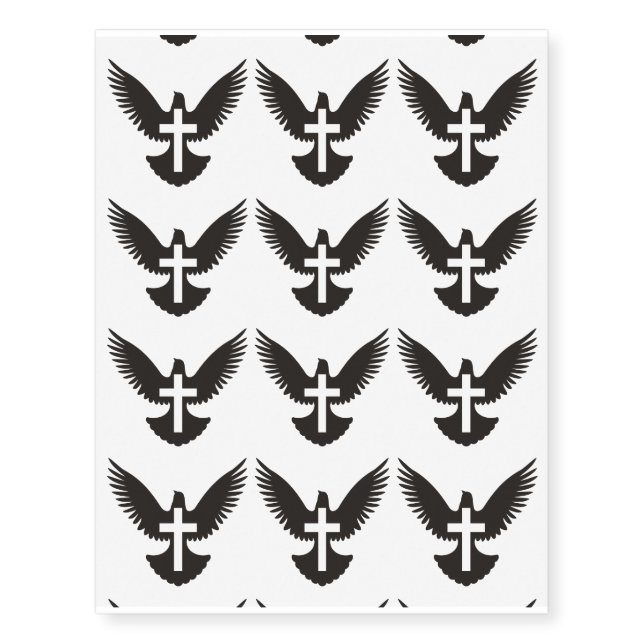 Dove with Cross Temporary Tattoos (Front)