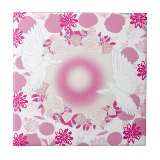 dove with flower ceramic tile