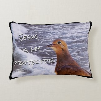 Dove With Jesus Is My Protector Throw Pillow