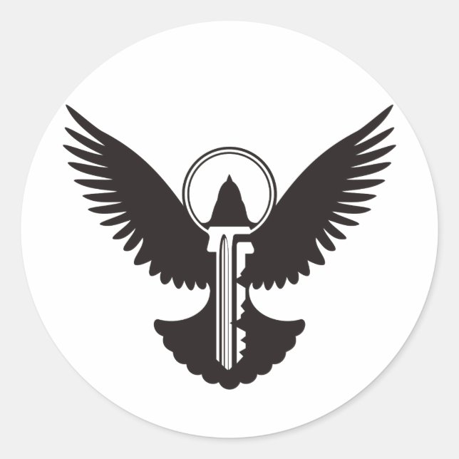 Dove with Key Classic Round Sticker (Front)