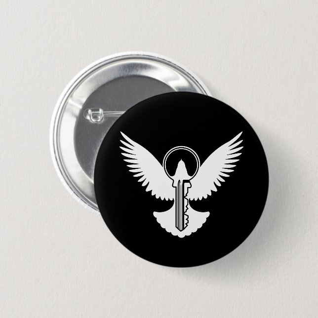 Dove with Key Pinback Button (Front & Back)