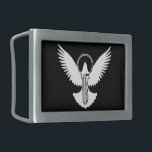 Dove with Key Rectangular Belt Buckle<br><div class="desc">Flying dove with simple key icon.</div>