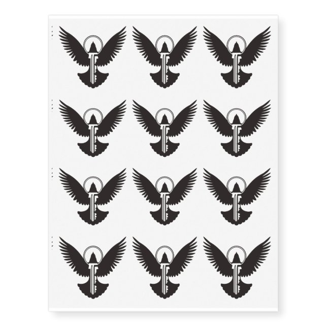Dove with Key Temporary Tattoos (Front)