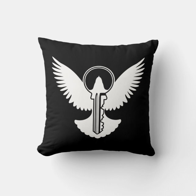 Dove with Key Throw Pillow (Front)