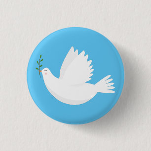 Dove with olive branch button