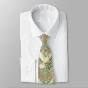 Dove With Olive Branch Christmas Design Neck Tie