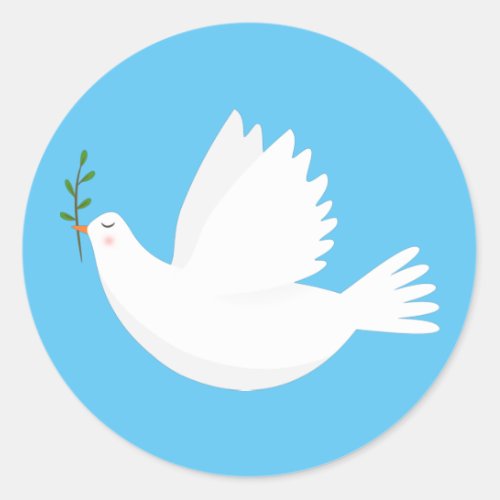 Dove with olive branch classic round sticker