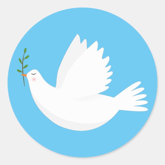 Dove with olive branch classic round sticker (Front)