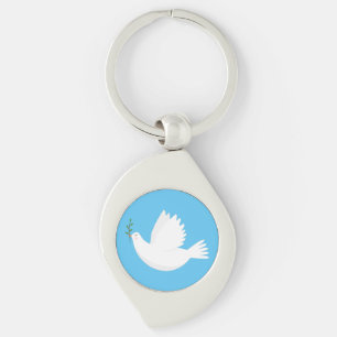 Dove with olive branch keychain
