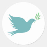 Dove With Olive Branch Sticker. Classic Round Sticker at Zazzle