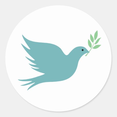 Dove With Olive Branch Sticker. Classic Round Sticker