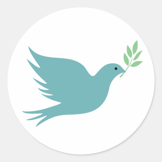 Dove with olive branch sticker. classic round sticker (Front)