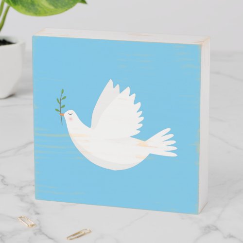 Dove with olive branch wooden box sign