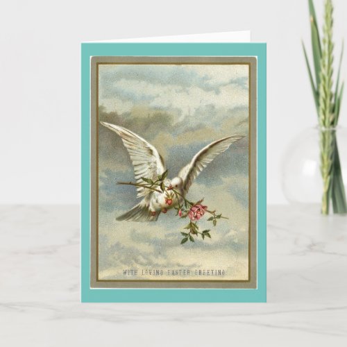 Dove With Rose Easter Holiday Card