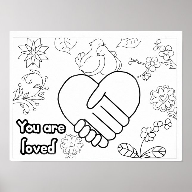 Dove you are loved wellness  adult coloring poster (Front)