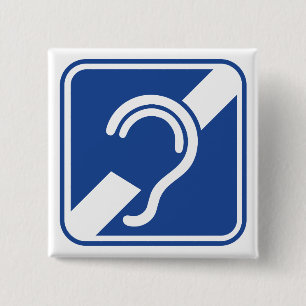 doven. Slechthorend, doofheid, gehoorverlies teken Button