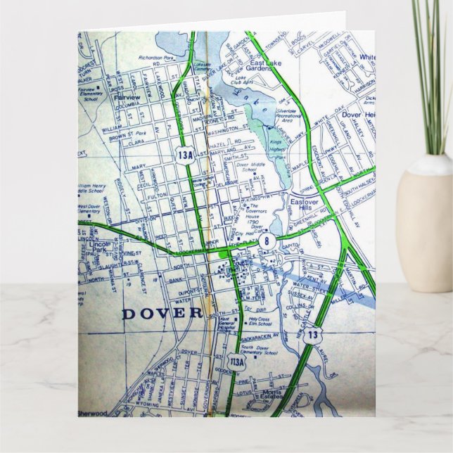Dover, DE Vintage Map Card (Front)