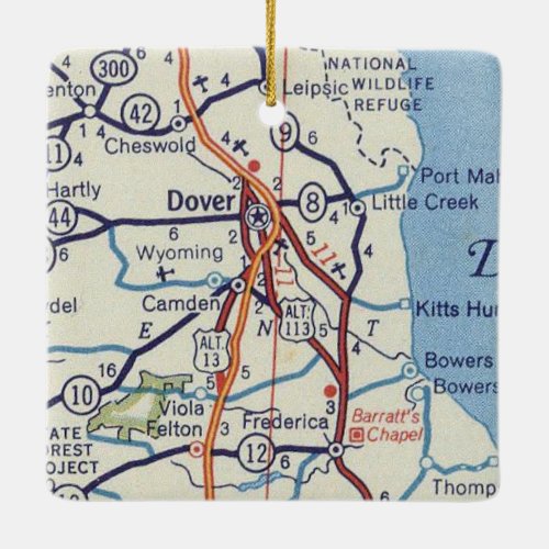 Dover DE Vintage Map Ceramic Ornament