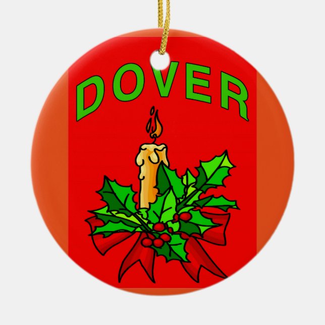 Dover Delaware Christmas Tree Ceramic Ornament (Front)