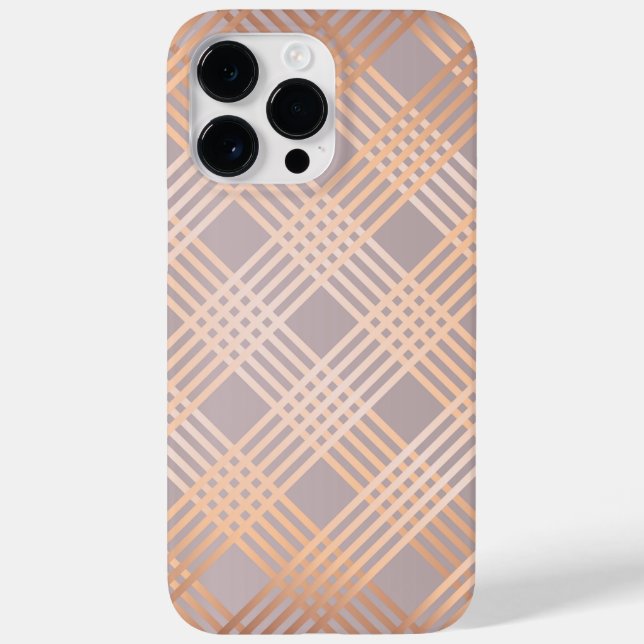 Dover Gray and Metallic Peach Plaid Case-Mate iPhone Case (Back)