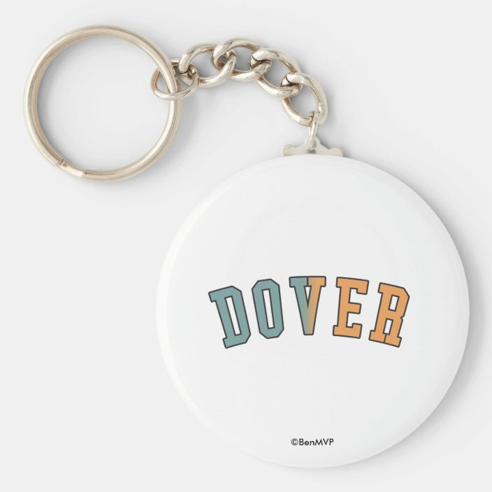 Dover in Delaware State Flag Colors Keychain