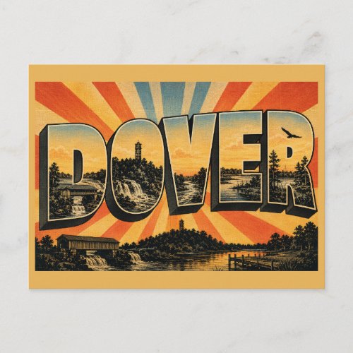 Dover New Hampshire River Falls Garrison Hill Art Postcard