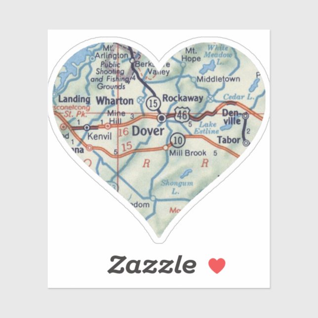 Dover NJ 50's Map Sticker (Sheet)