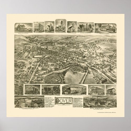 Dover NJ Panoramic Map _ 1903 Poster