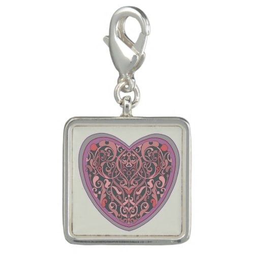 Dover vintage heart _ pink _ square charm