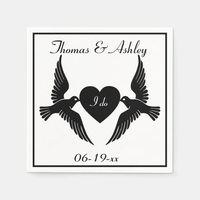 Doves and Heart Napkins (Front)