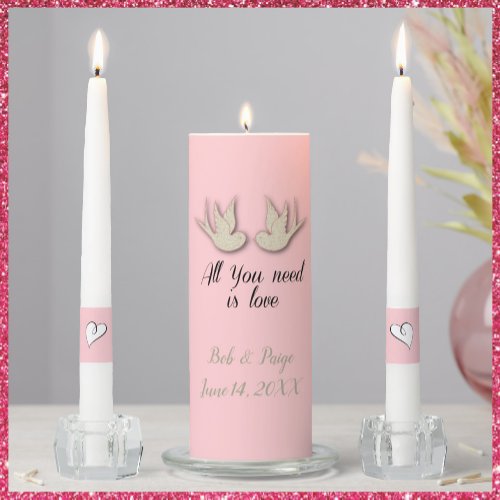 Doves and Hearts Unity Candle Set