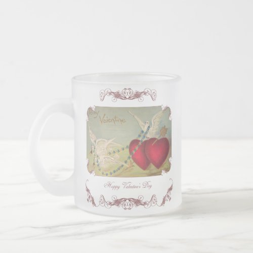 Doves And Hearts Valentine Frosted Mug