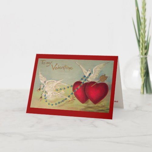 Doves And Hearts Vintage Valentine Card