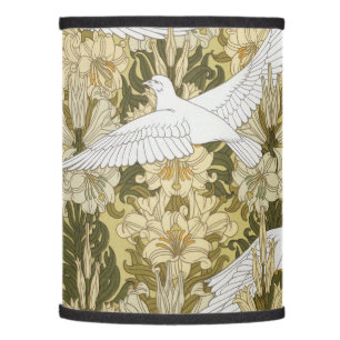 Doves and Lilies,Floral & Birds Art Nouveau Lamp Shade