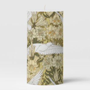 Doves and Lilies Floral & Birds Art Nouveau Pillar Candle