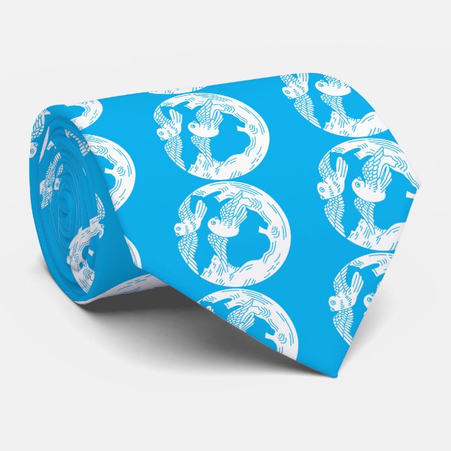 Doves and old tree neck tie (Rolled)