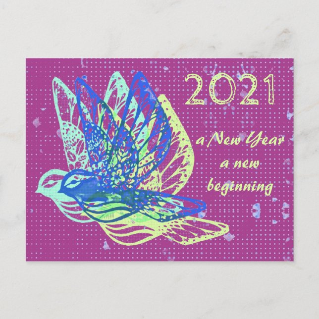 Doves and Peace Happy New Year Postcard (Front)