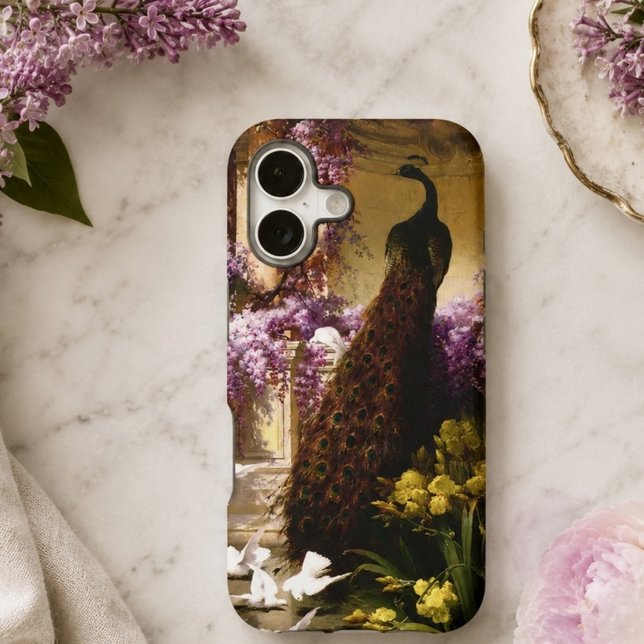 Doves and Peacocks in a Garden  iPhone Case (Creator Uploaded)