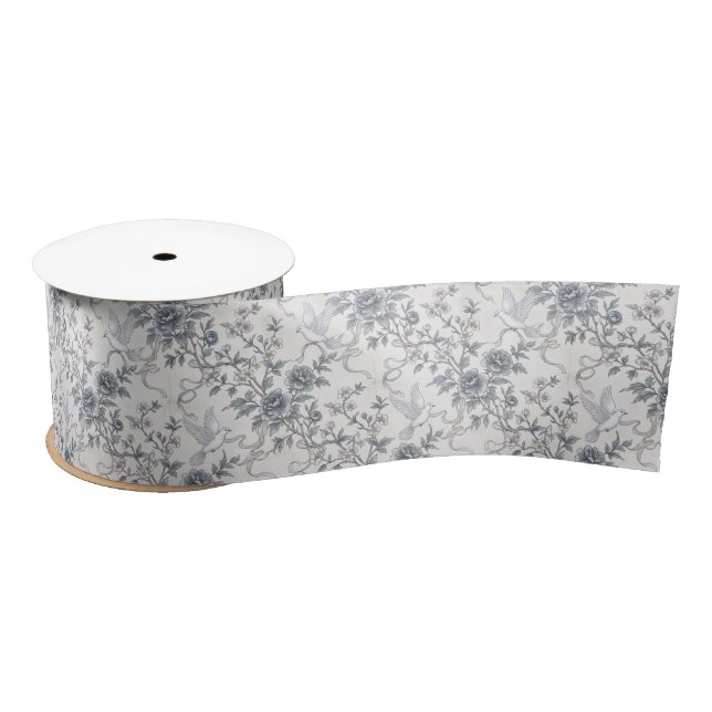 Doves and Peony Flowers with Ribbons (Spool)