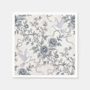Doves and Peony Flowers with Ribbons Napkins