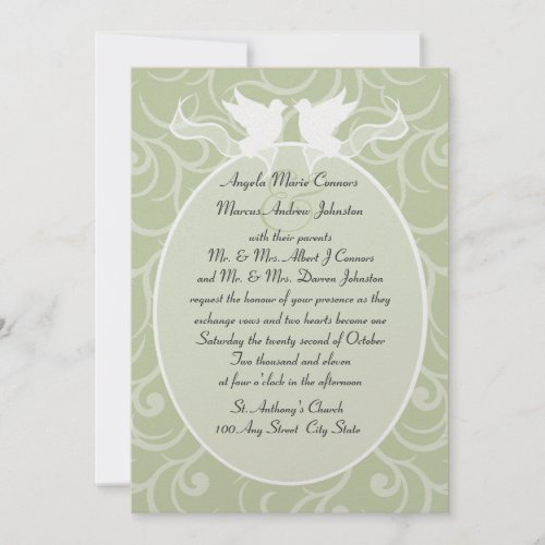 Doves and Ribbon Wedding Invitation