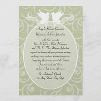 Doves and Ribbon/ Wedding Invitation