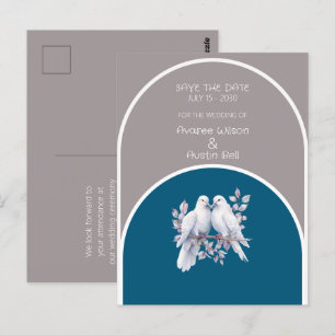 Doves and Rings Light Gray and Ocean Blue Arches  Postcard