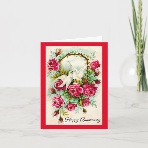 Doves And Roses Anniversary Card